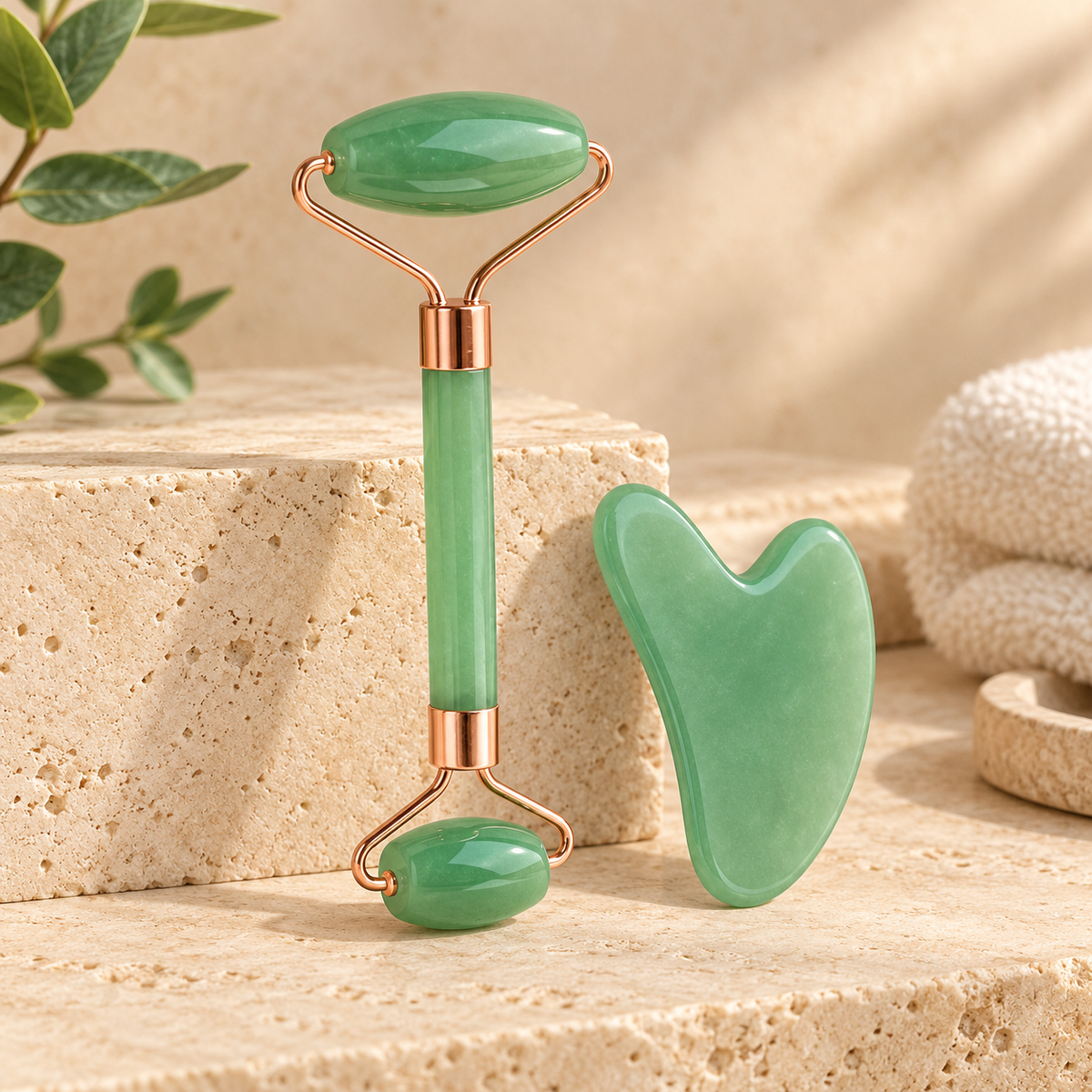 2-Piece Facial Roller & Gua Sha Set