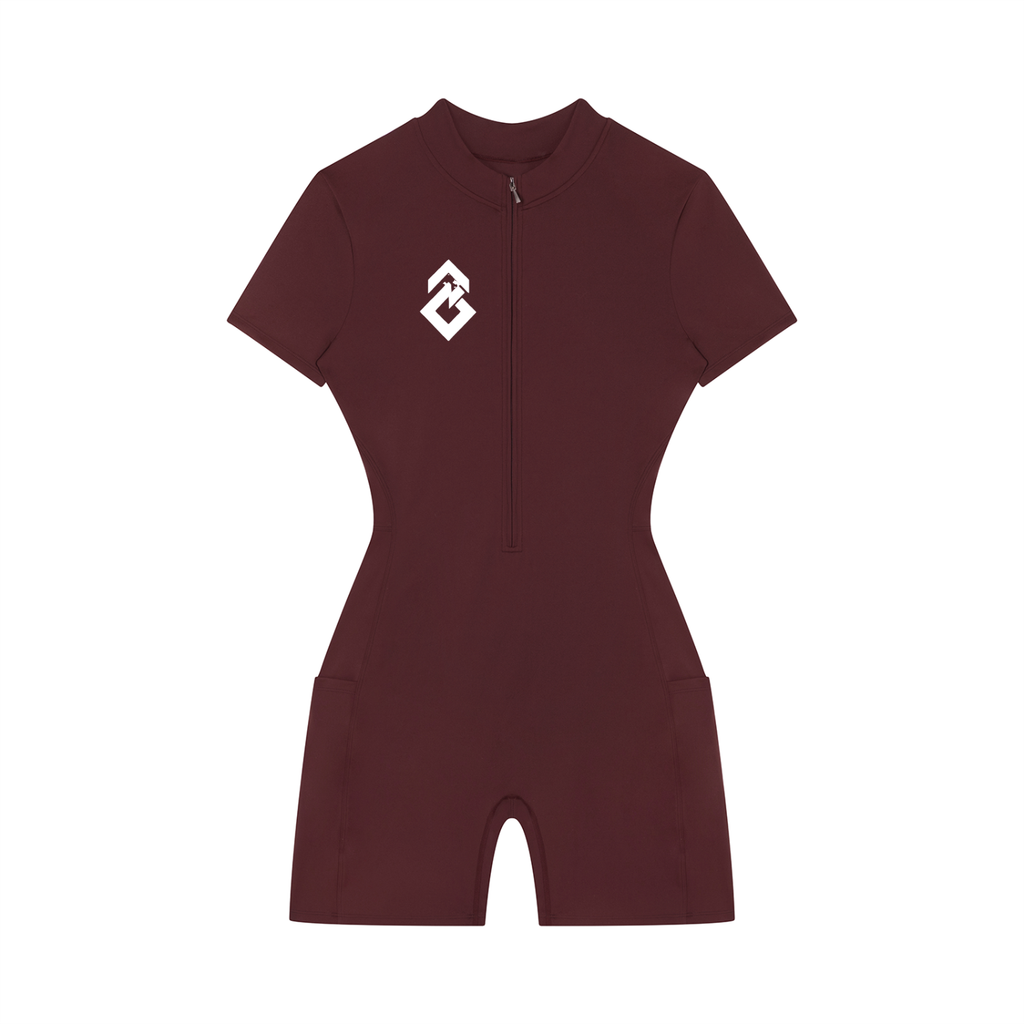 Women's Quarter-Zip Short Sleeve Romper